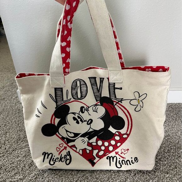 Disney Canvas Tote Bag Mickey Minnie - Picture 2 of 4